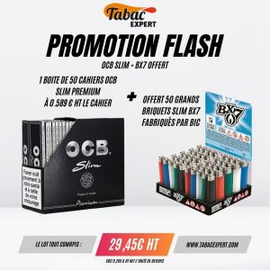 Promo 50 cahiers OCB slim + 50 grands briquets BX7 fabriqués par BIC